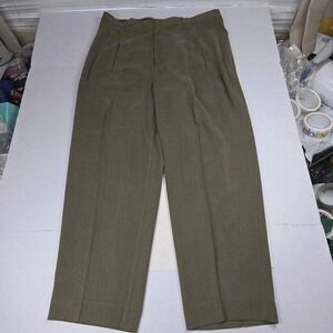 Tommy Bahama Relax Mens 38 Olive Green Silk Pleated Dress Pants Office Vacation